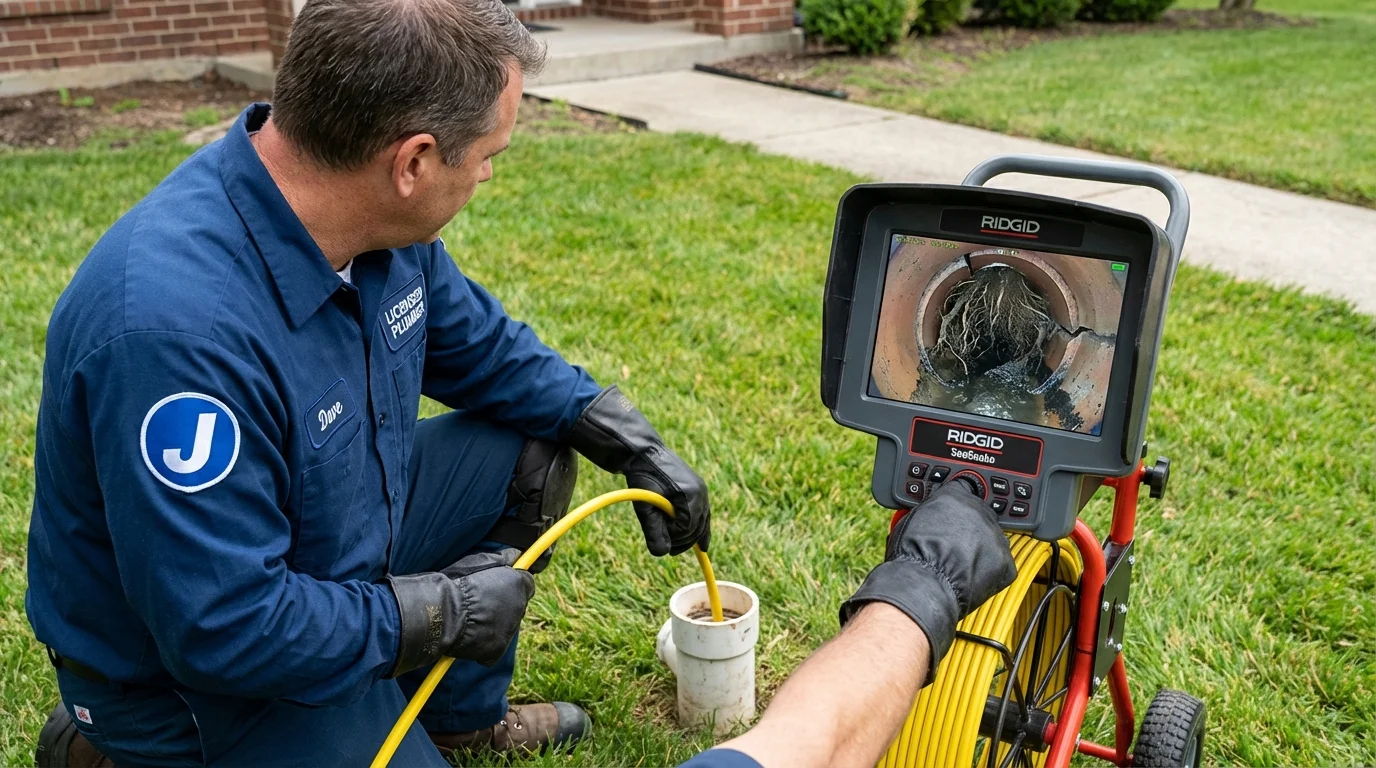 Sewer camera inspection being performed by Johns Plumbing LLC in Odin